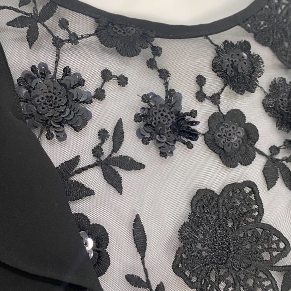 For Love & Lemons Vivi Embroidery Sequin Ruffle Mini Dress in Black Size XS - Picture 5 of 17